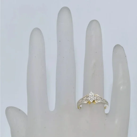 14k Gold - Silver Fill- Engagement Promise Ring - 1/10 CT White Diamond - Size 7 - Picture 10 of 15